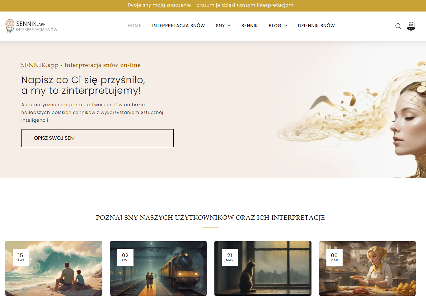 Recenzja serwisu Sennik.app – Interpretacja snów online